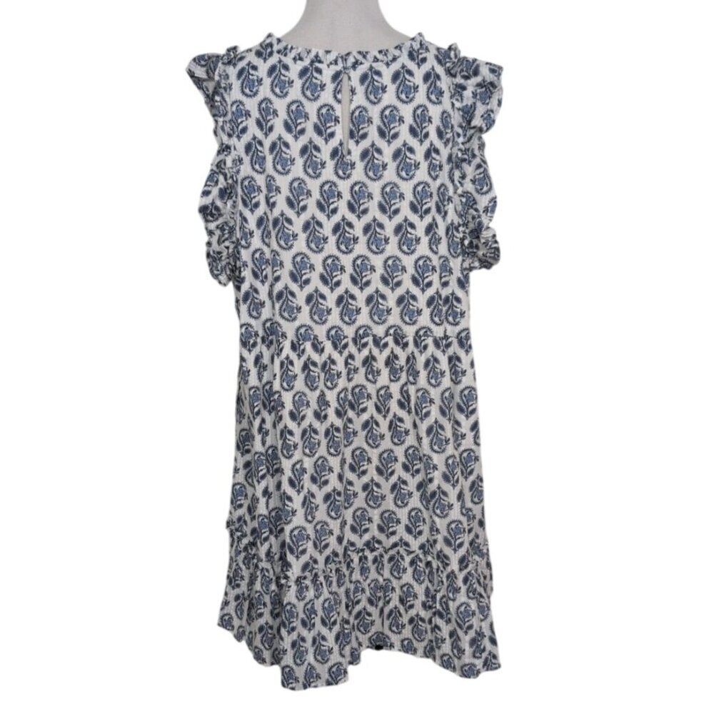 Crown & Ivy Flutter Sleeve Dress Womens Plus Size 3X White Blue Floral V Neck - Picture 8 of 10